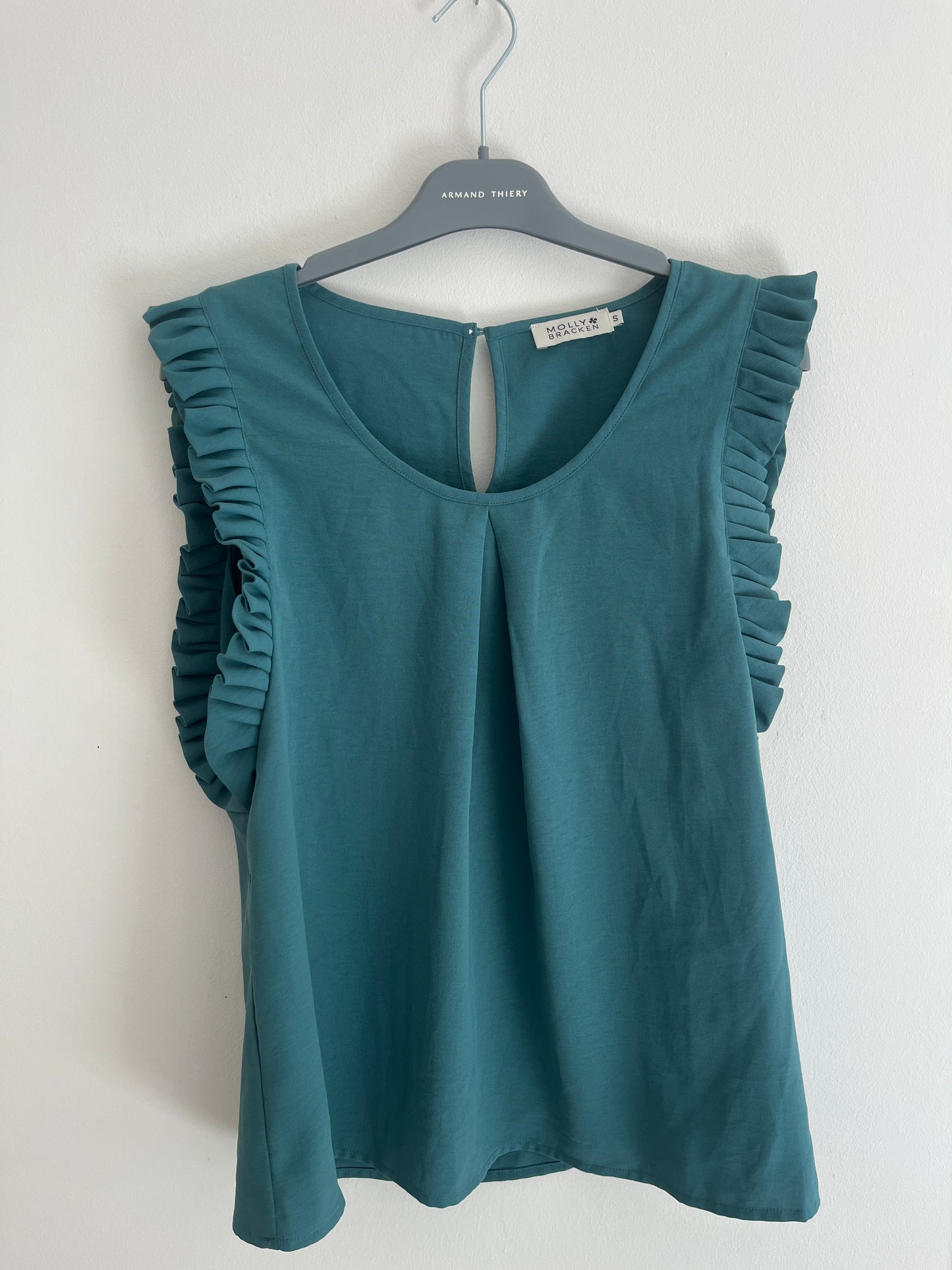 T-shirt à manches volantées bleu vert Molly Bracken - S