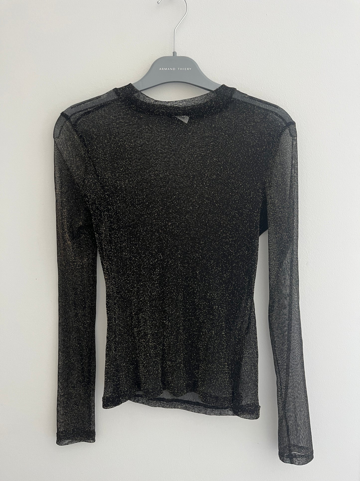 Top à manches longues transparent noir à paillettes - S/M