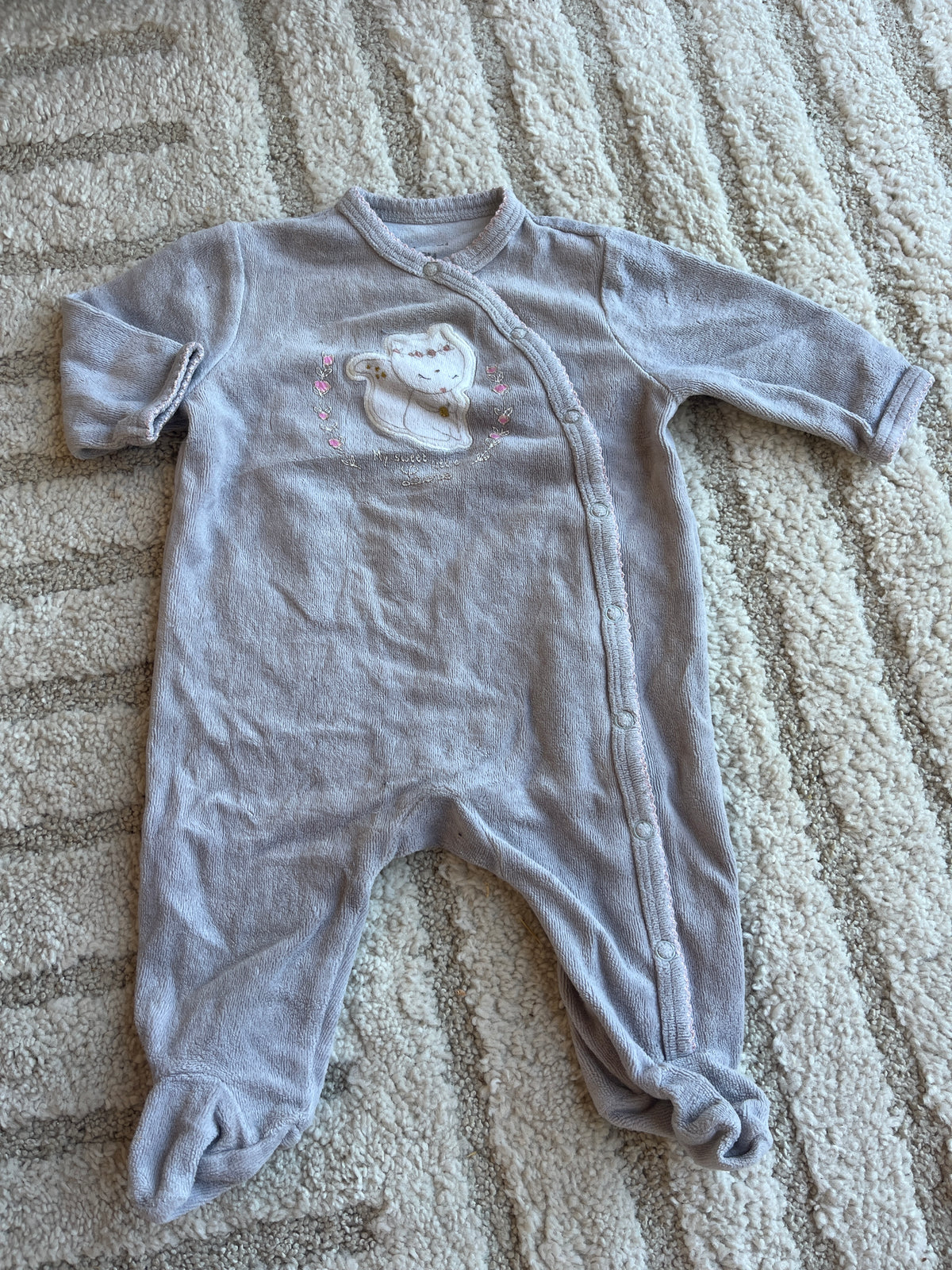 Pyjama velours gris renarde « my sweet love » - 3 mois