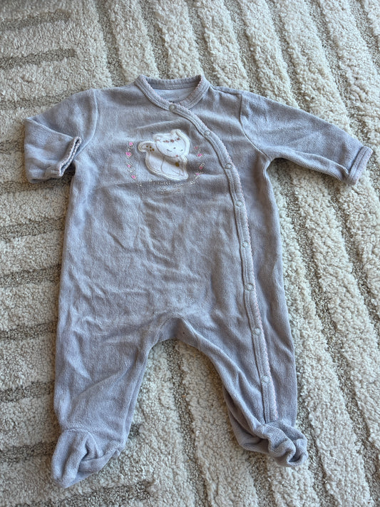 Pyjama velours gris renarde « my sweet love » - 3 mois