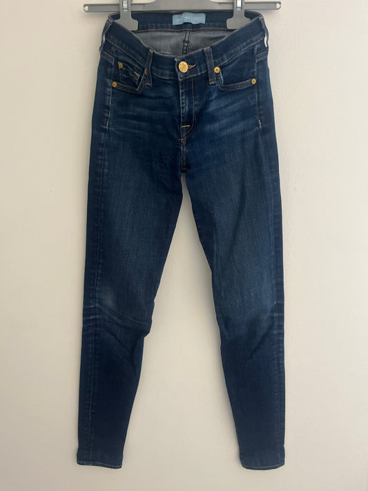 Jean bleu brut slim effet délavé 7 For All Mankind - S/36