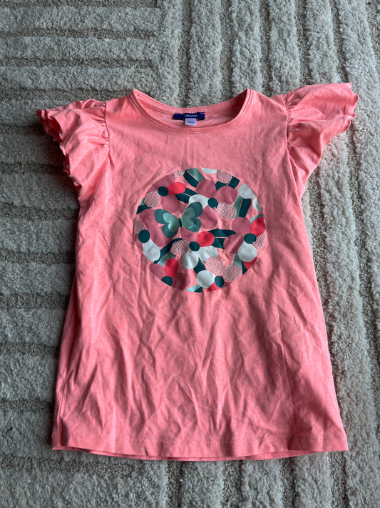 T-shirt rose fluo à manches courtes volantées Okaïdi - 8 ans