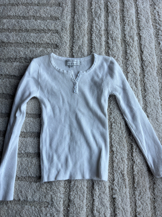 T-shirt côtelé à manches longues blanc Molly Bracken - 8 ans