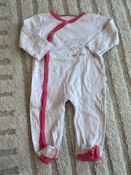 Pyjama léger blanc et rose souris « I love hugs » - 9/12 mois (74 cm)