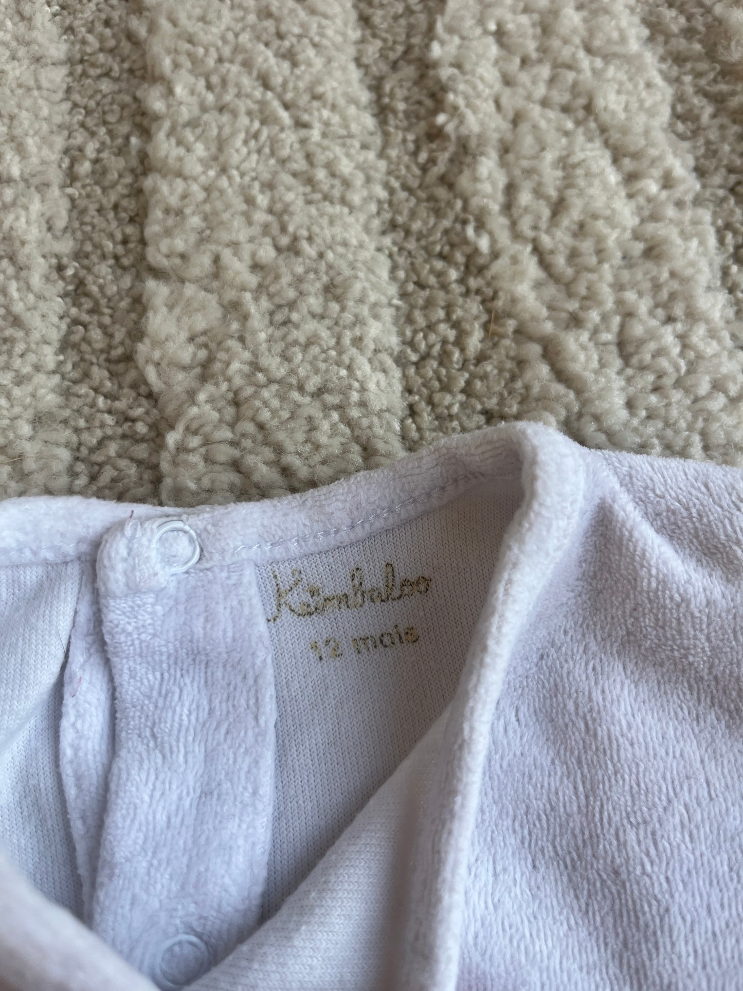 Pyjama velours blanc lapin beige « mon lapinou » Kimbaloo - 12 mois