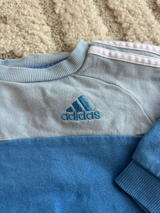 Sweat à manches longues bicolore bleu Adidas - 6 mois