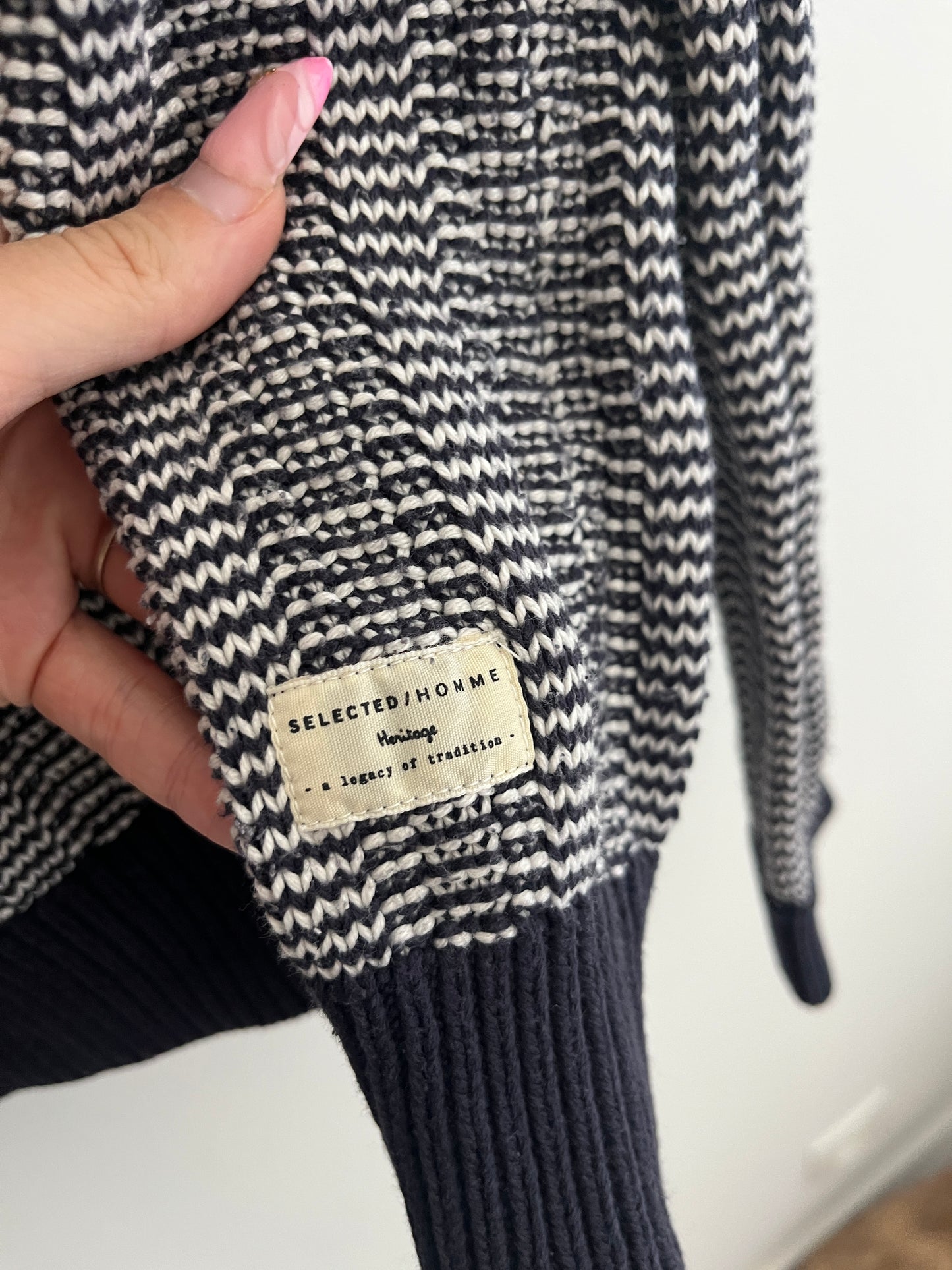 Pull homme bleu et blanc Héritage - M