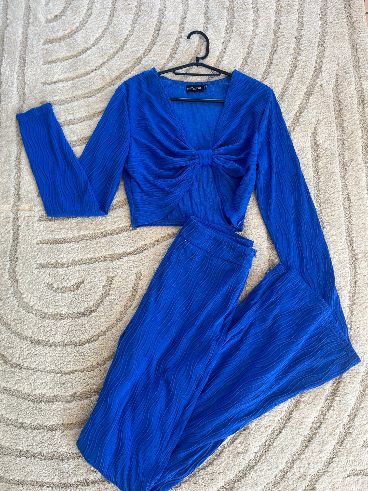 Ensemble haut court croisé et bas large bleu PLT - S