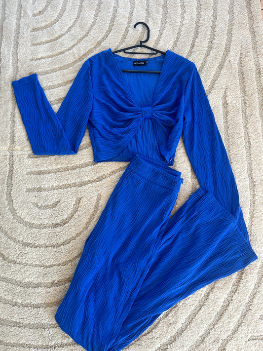Ensemble haut court croisé et bas large bleu PLT - S