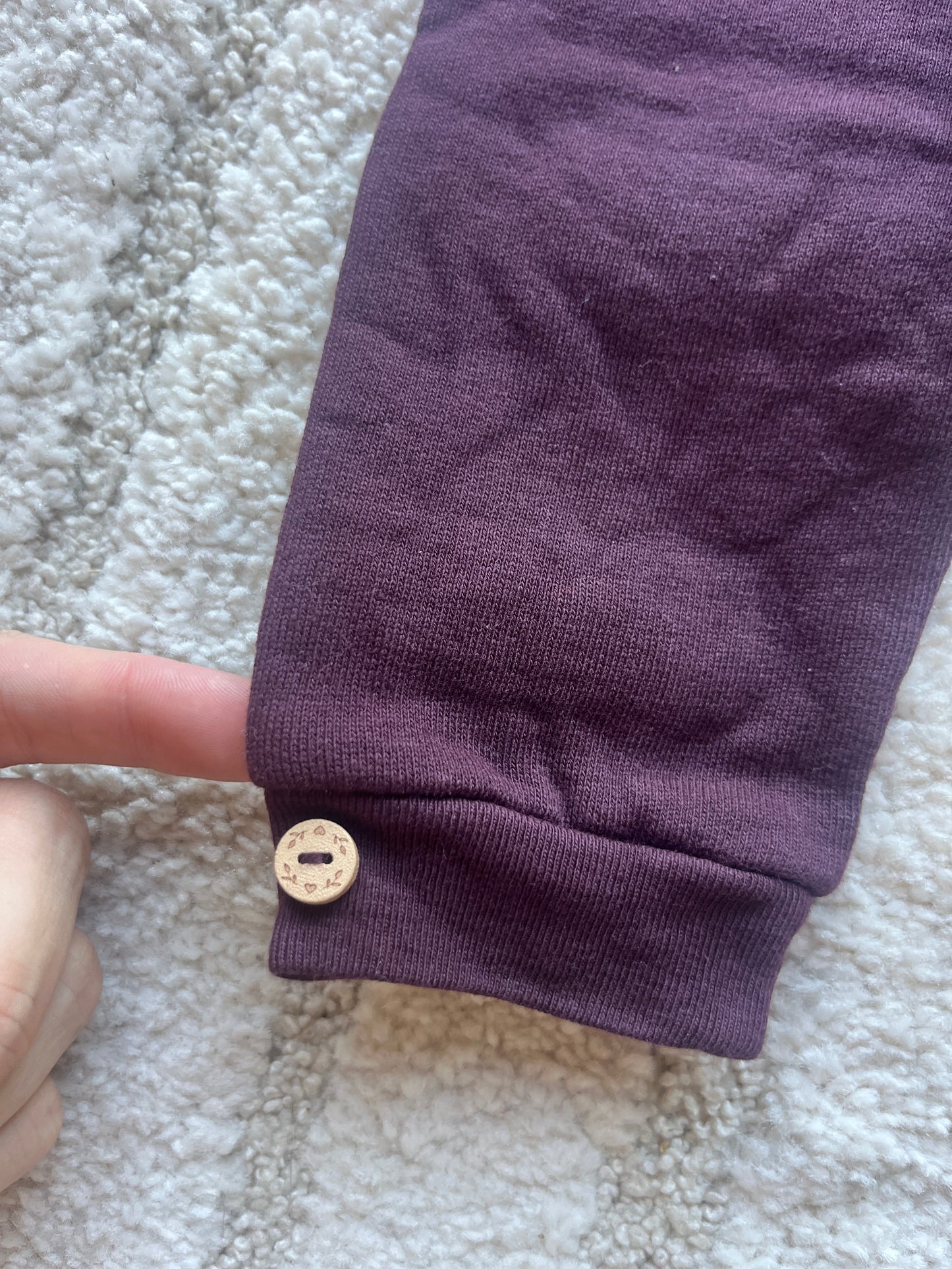 Ensemble blouse col Claudine + legging crème et violet Sergent Major - 9 mois