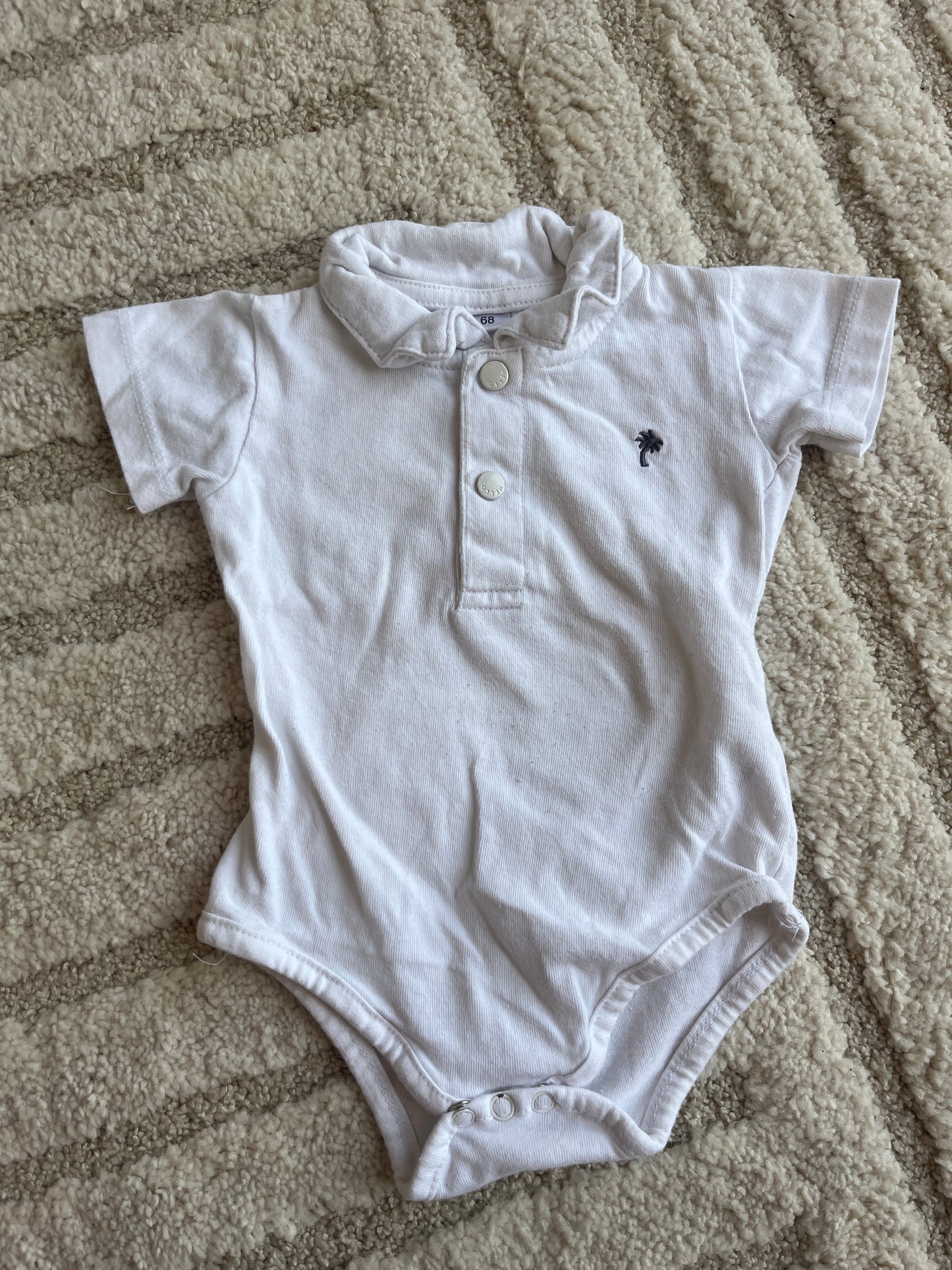 Body à manches courtes blanc avec col et palmier - 6 mois