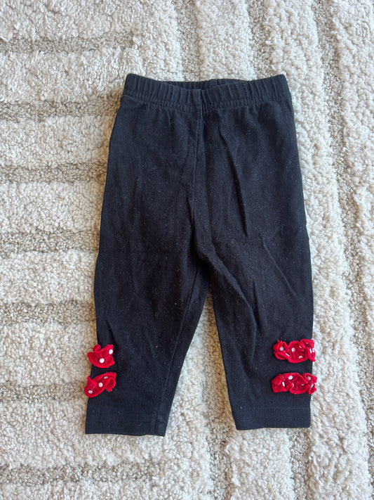 Legging en jersey noir avec détails rouge à pois - 3 mois
