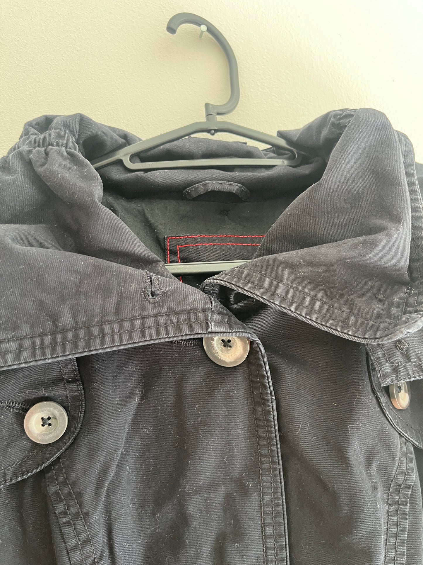Blouson type trench avec capuche amovible bleu marine - 38