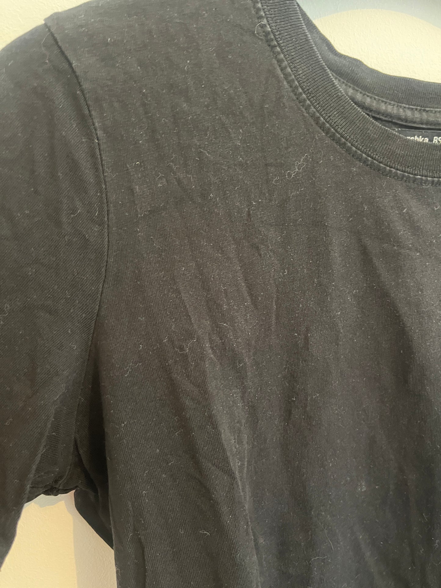 T-shirt manches courtes en jersey noir Bershka - M