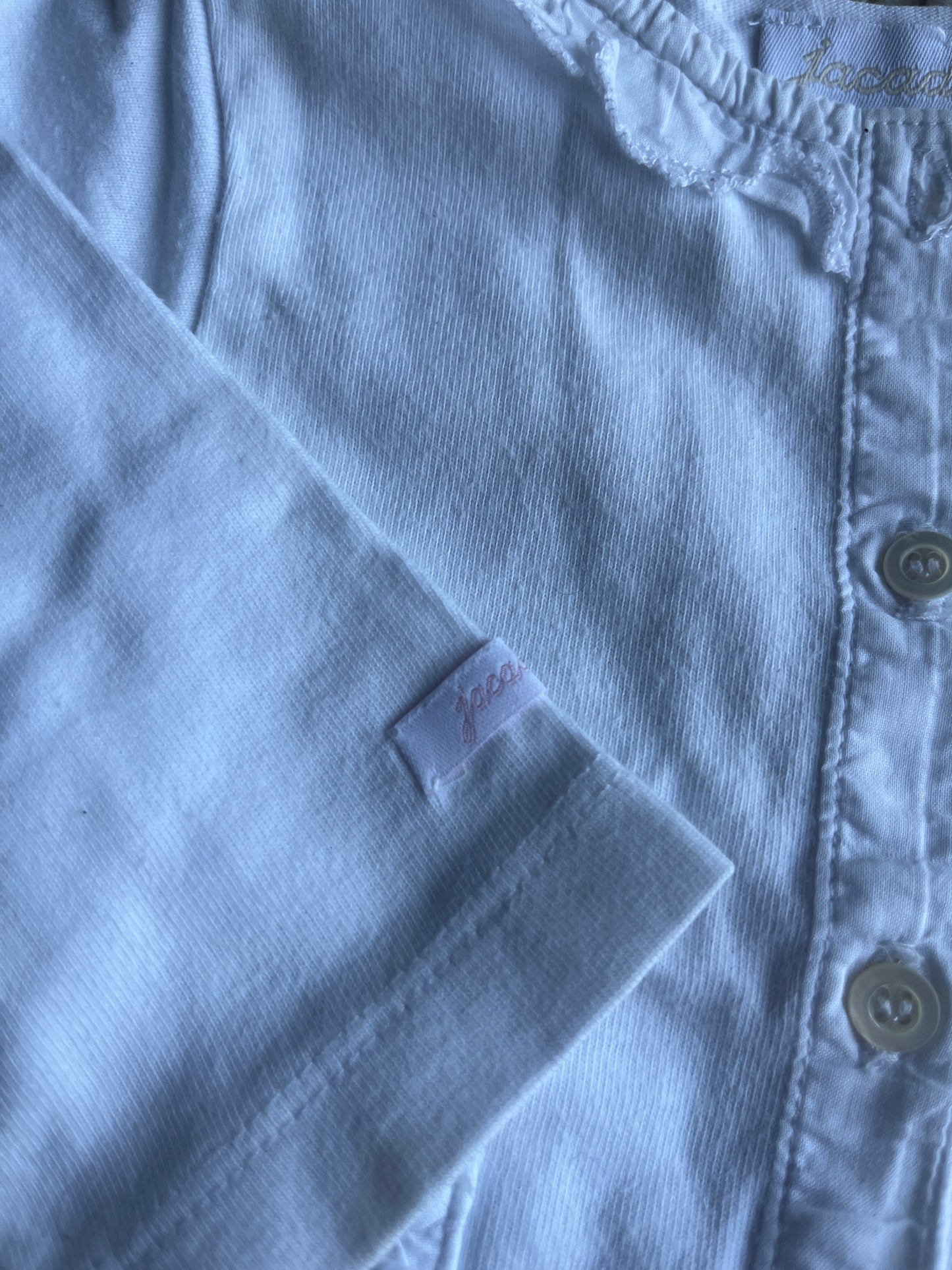 T-shirt à manches longues blanc détails dentelle Jacadi - 6 mois