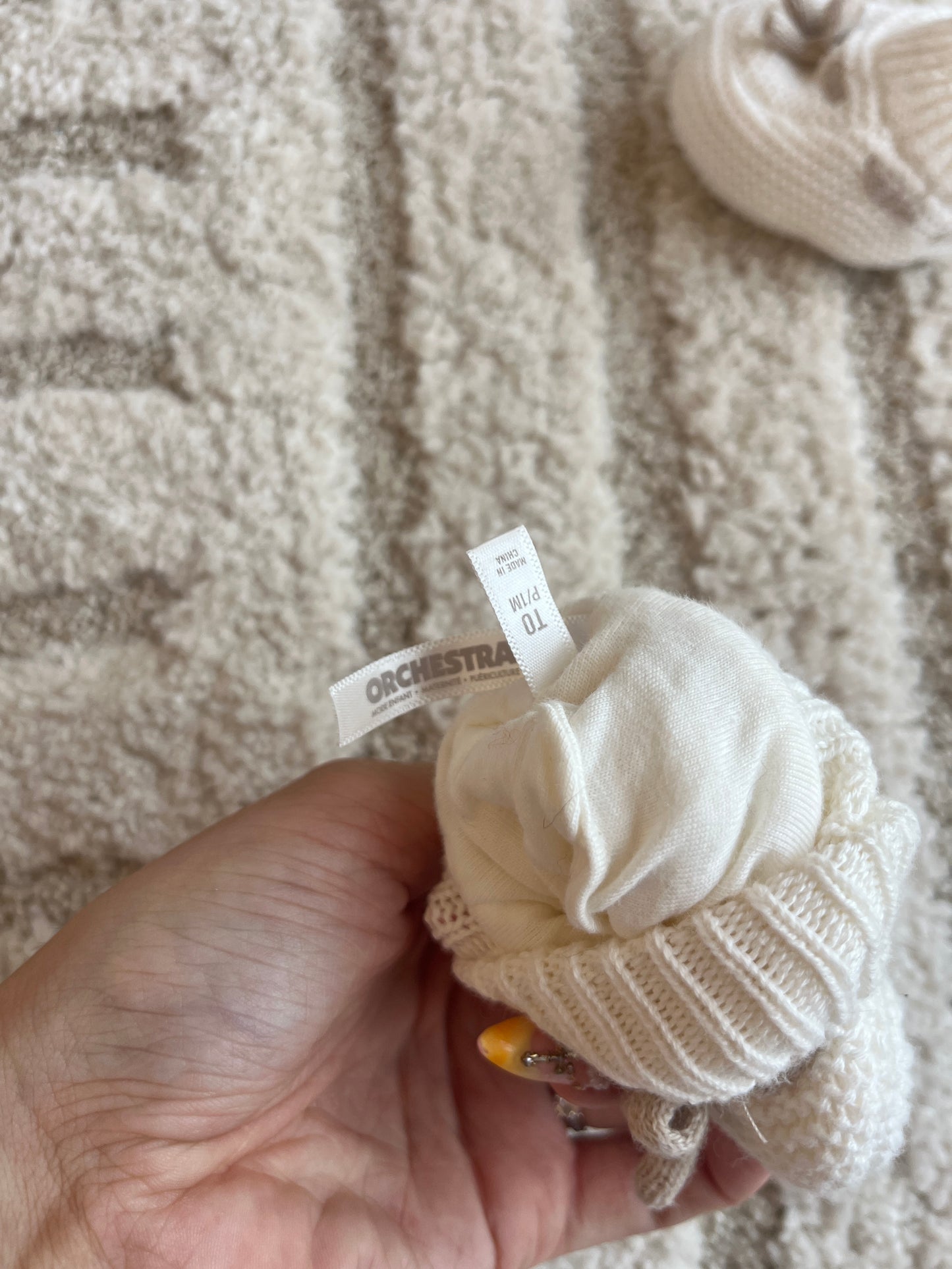 Chaussons en maille tricot crème et beige Orchestra - prématuré/1 mois