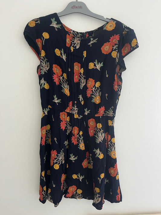 Robe courte à manches courtes bleu fleurie Asos Petite - 40
