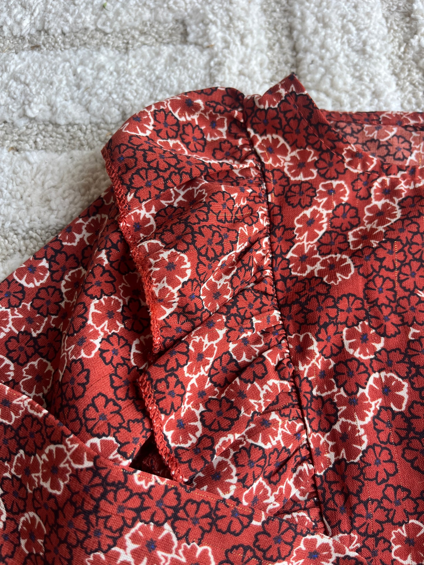 Blouse à manches longues terracotta à volants P’tit Môme - 6 ans