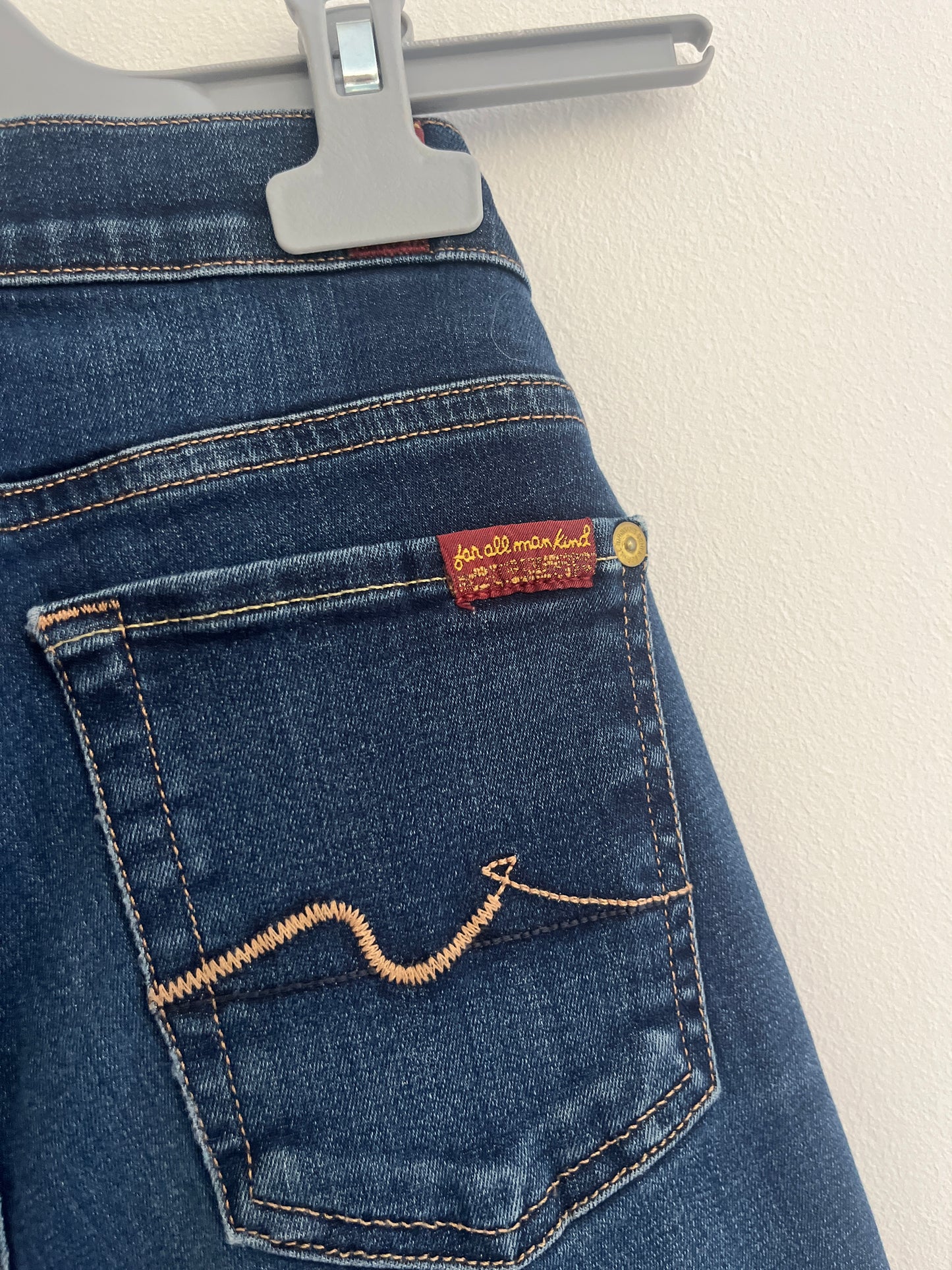 Jean bleu brut slim effet délavé 7 For All Mankind - S/36