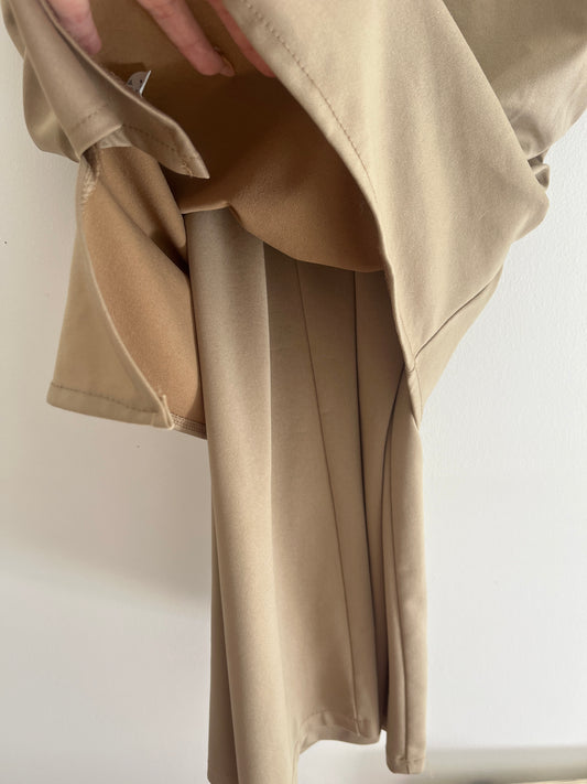 Ensemble chic beige haut épaulettes + pantalon large Rosy Days NEUF - TU