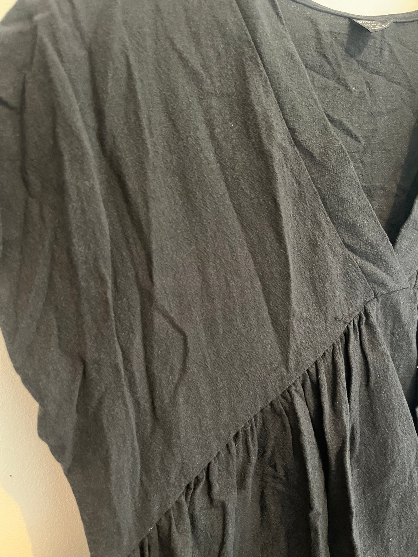 Robe sans manches noire effet lin col V - M