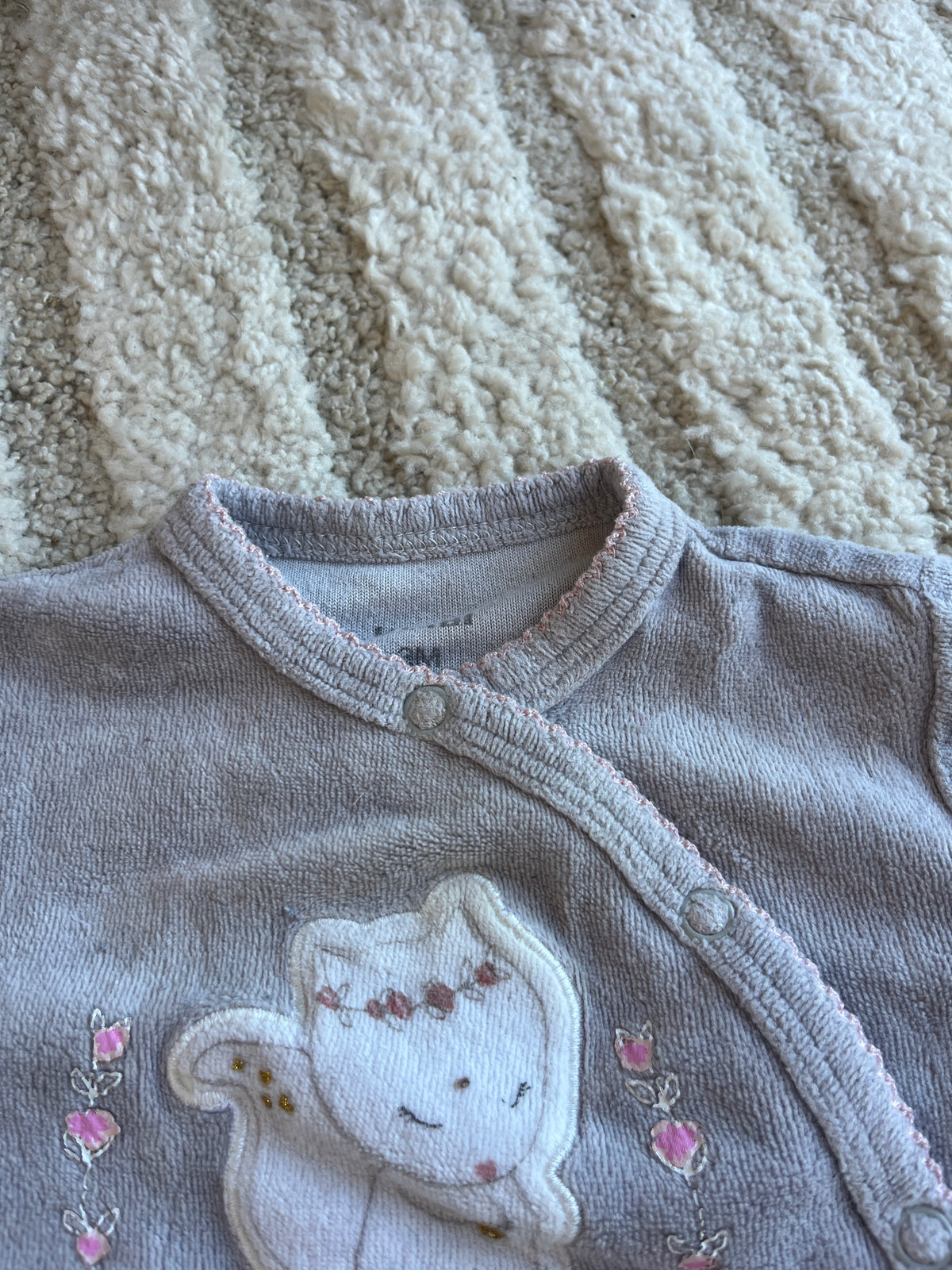 Pyjama velours gris renarde « my sweet love » - 3 mois