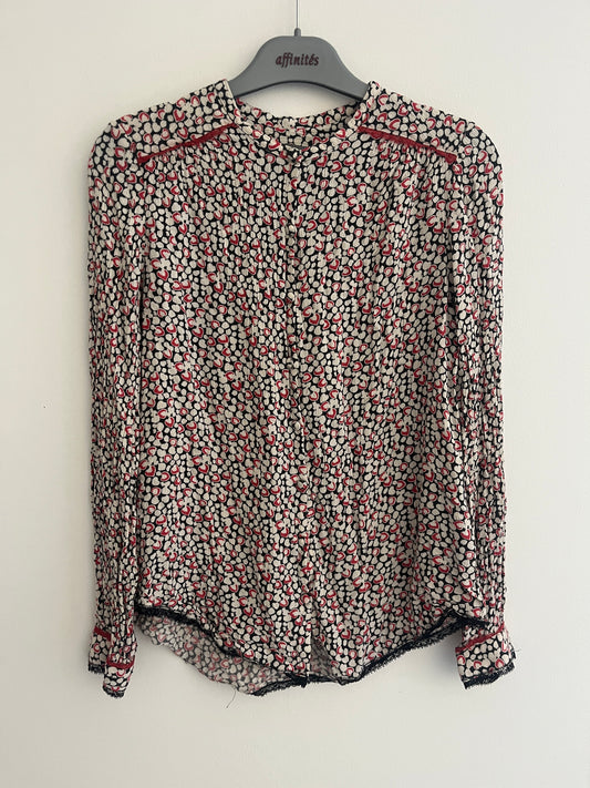 Blouse légère à manches longues motifs cœurs et dentelle Zadig&Voltaire - M