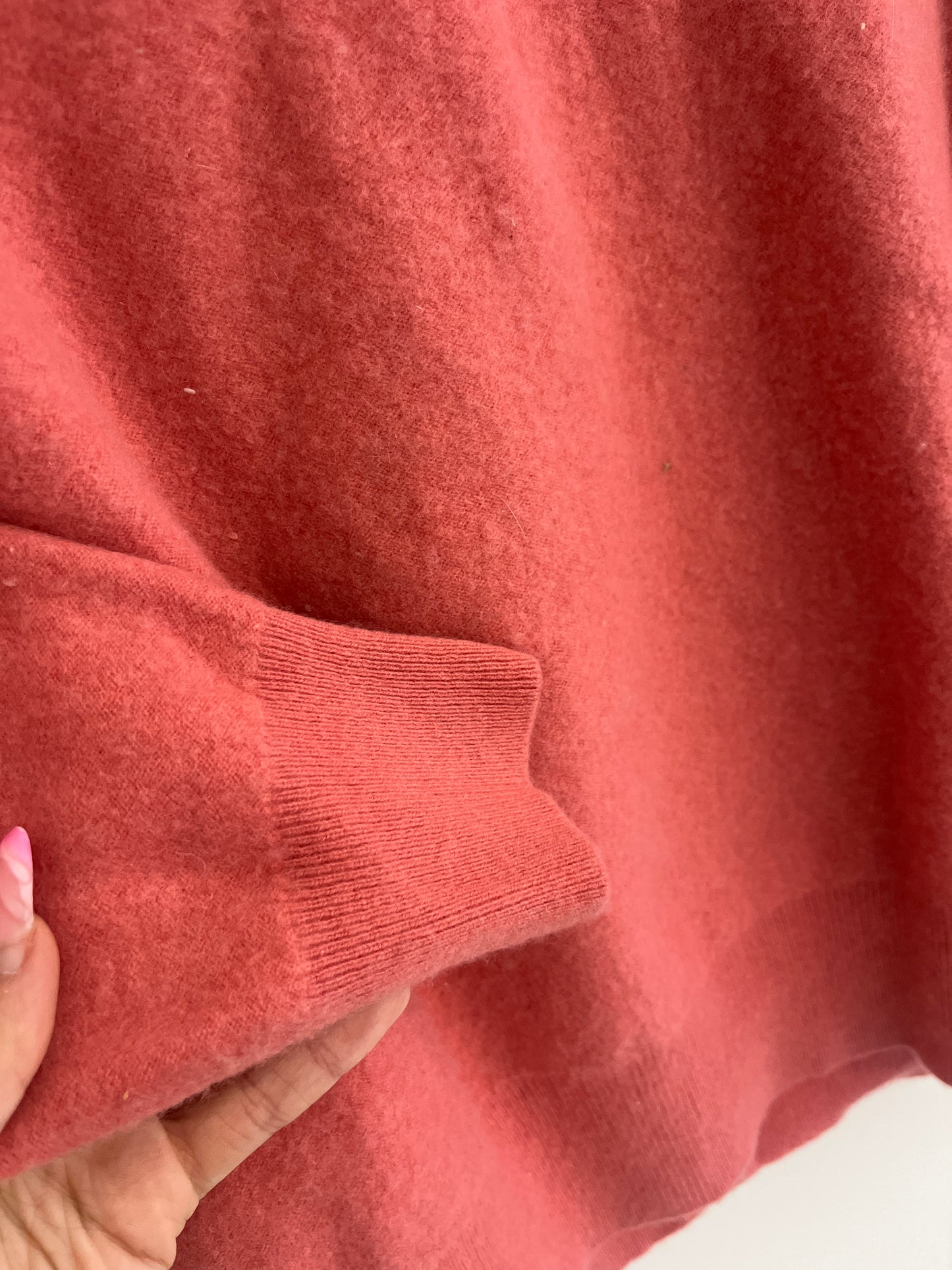 Pull à manches longues rose en cachemire Devernois - taille 5 (44/48)