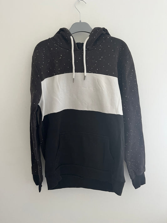 Sweat à capuche tricolore blanc et noir LBO - M