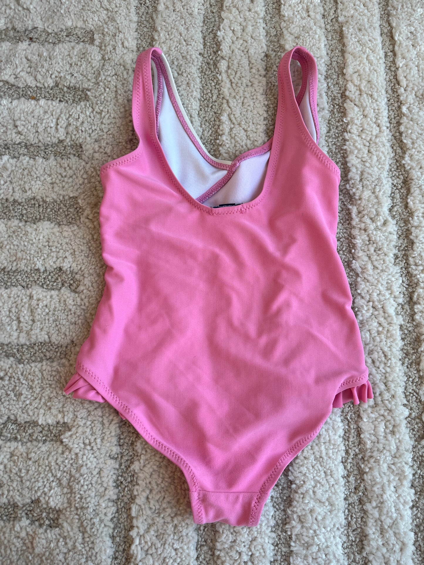 Maillot de bain 1 pièce rose et blanc - 3 ans