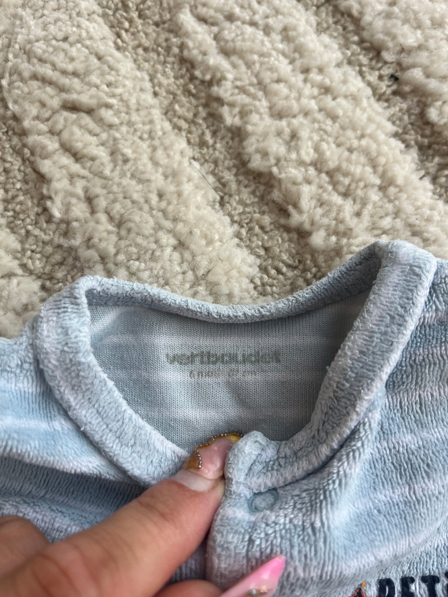 Pyjama velours rayé bleu et blanc « petit matelot » Vertbaudet - 6 mois