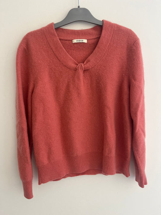 Pull à manches longues rose en cachemire Devernois - taille 5 (44/48)