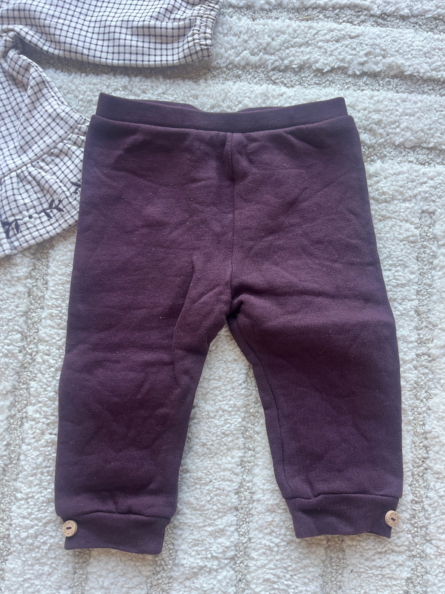 Ensemble blouse col Claudine + legging crème et violet Sergent Major - 9 mois