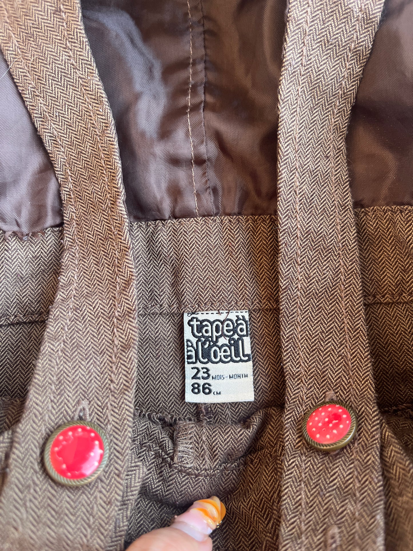 Salopette short effet tweed marron TAO - 23 mois