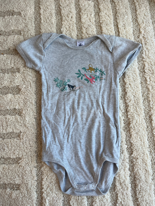 Body à manches courtes gris motifs singes Petit Bateau - 36 mois