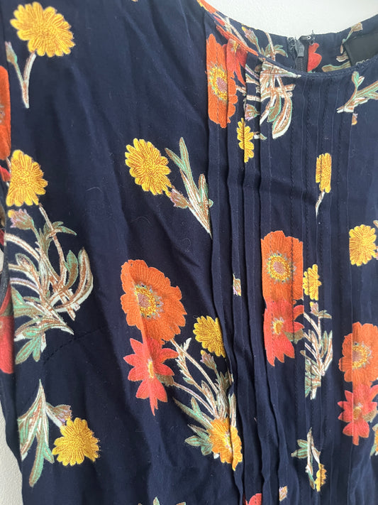 Robe courte à manches courtes bleu fleurie Asos Petite - 40