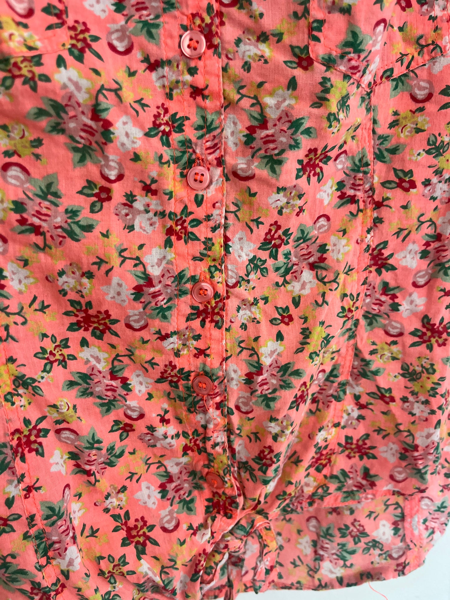 Top sans manches fluo fleuri à nouer - S