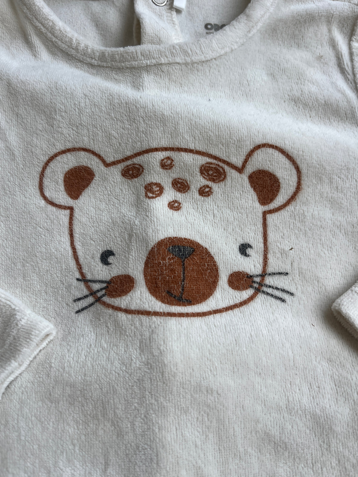 Pyjama velours crème tête de tigre - 23 mois