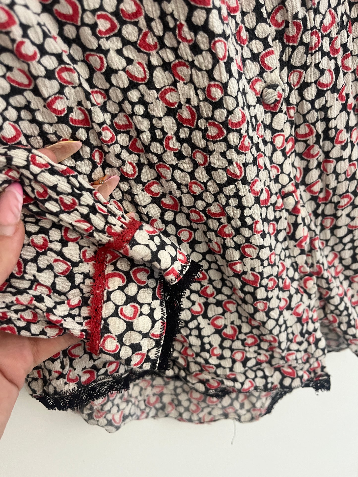 Blouse légère à manches longues motifs cœurs et dentelle Zadig&Voltaire - M