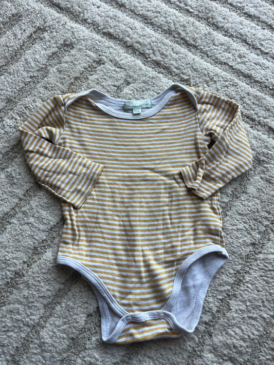 Body manches longues rayé moutarde - 9 mois