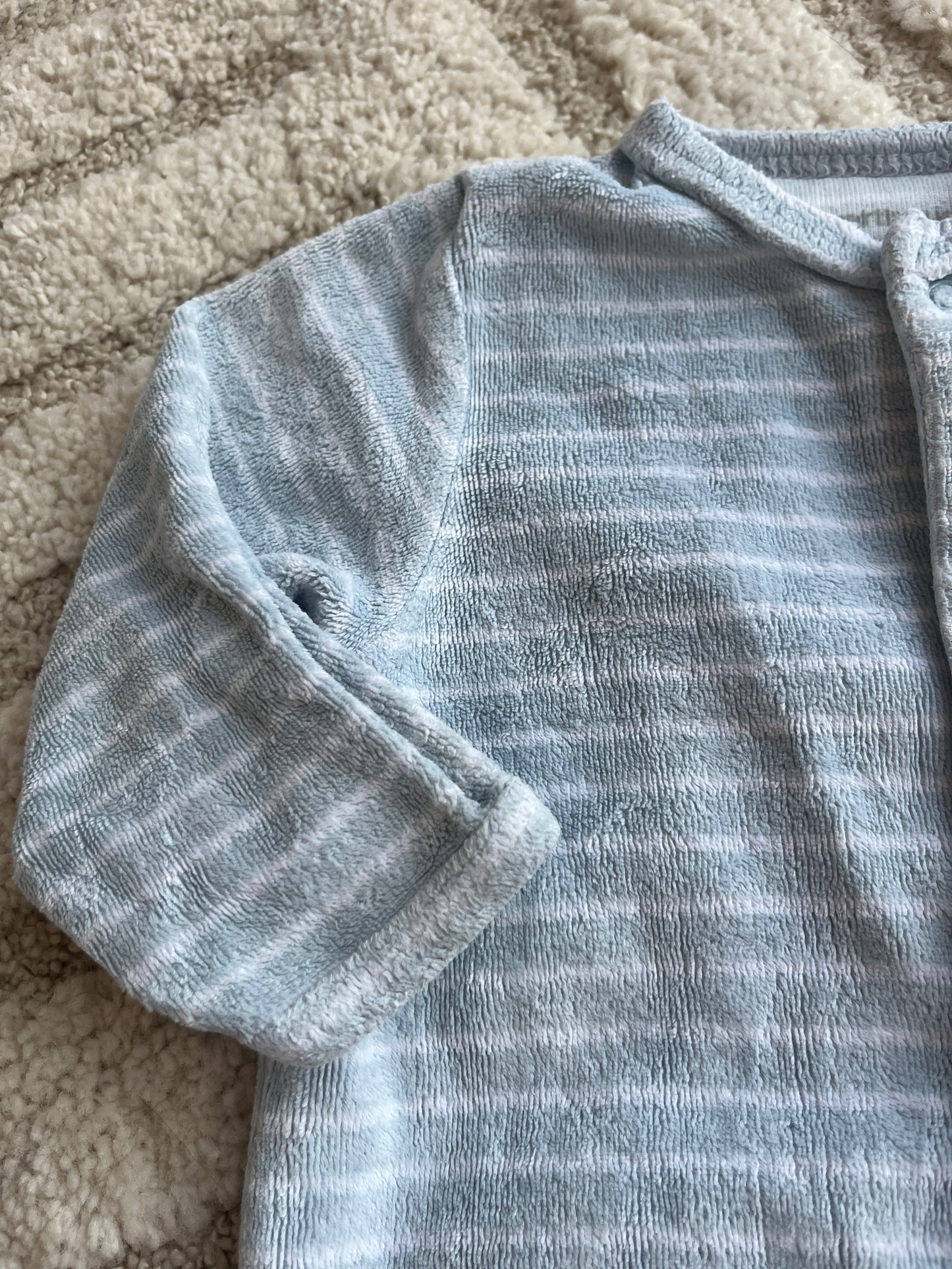 Pyjama velours rayé bleu et blanc « petit matelot » Vertbaudet - 6 mois