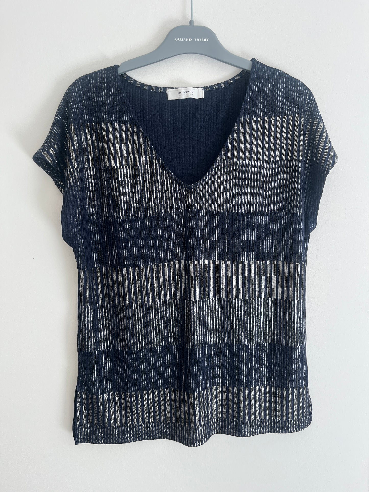 T-shirt à manches courtes bleu avec détails dorés Promod - M