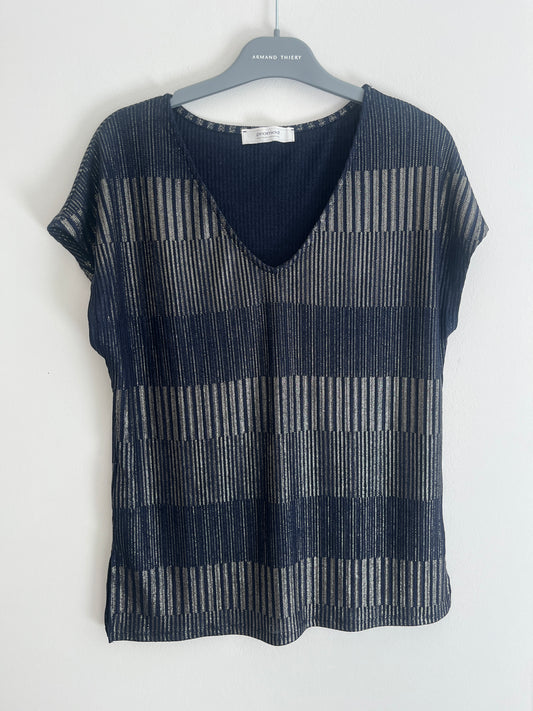 T-shirt à manches courtes bleu avec détails dorés Promod - M