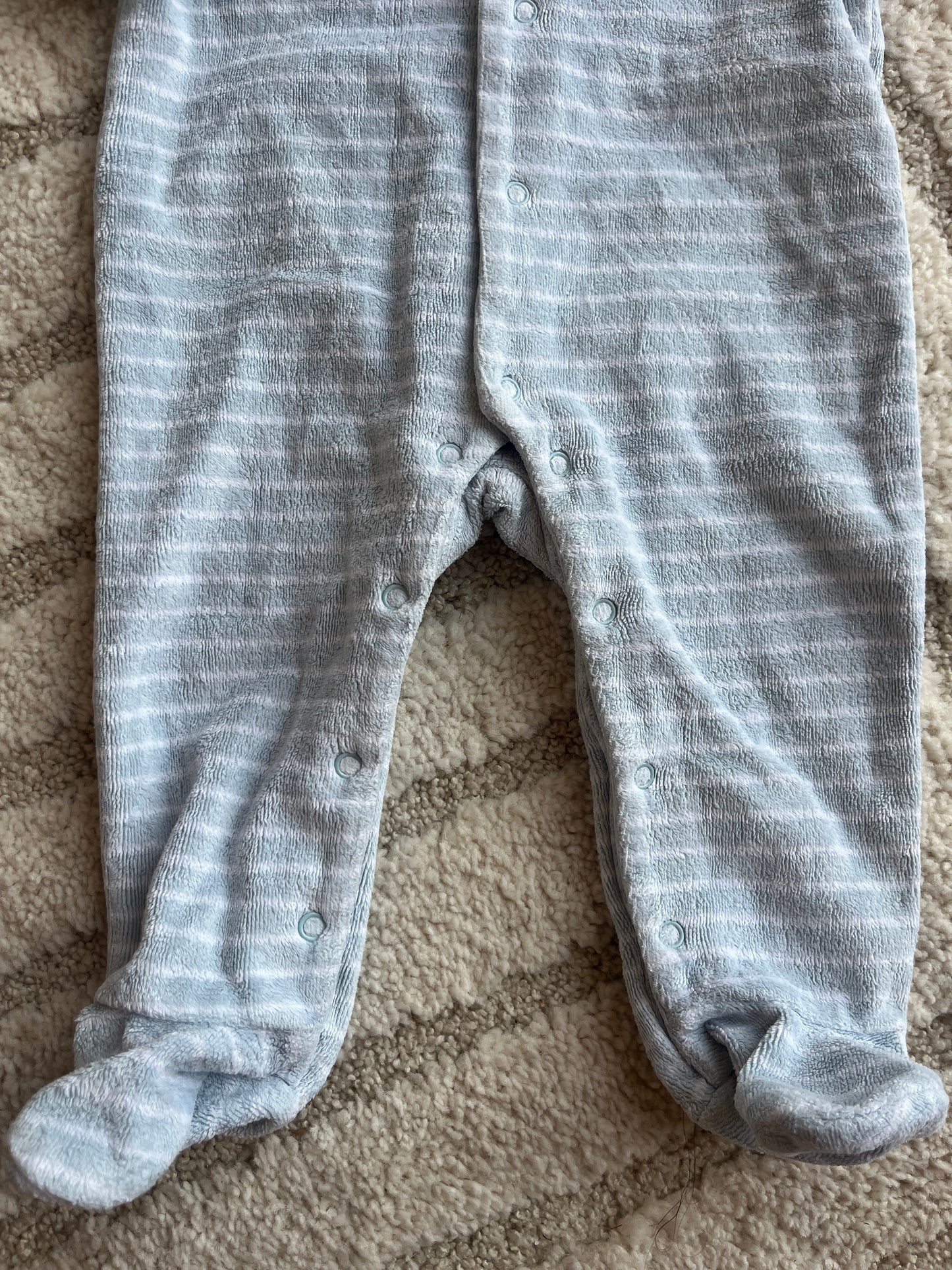 Pyjama velours rayé bleu et blanc « petit matelot » Vertbaudet - 6 mois
