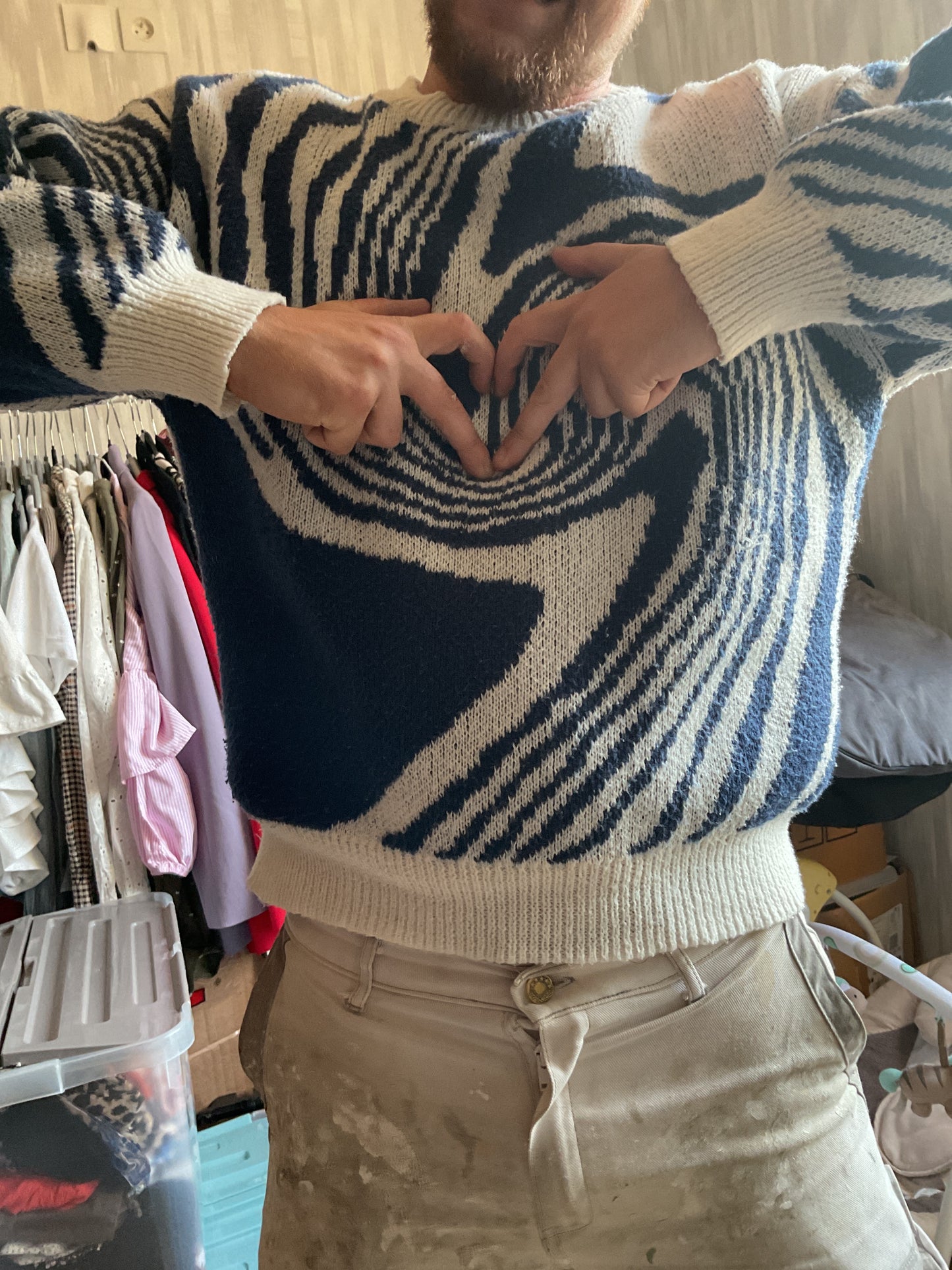 Sweat bleu et blanc homme M