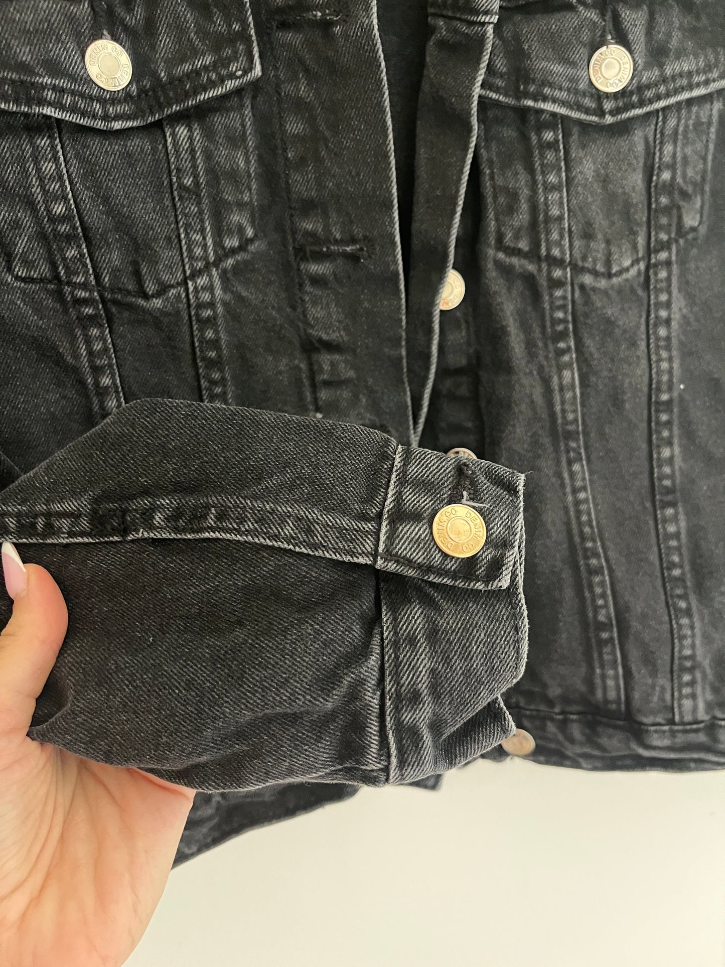 Veste en jean noire avec poches a rabat - 38