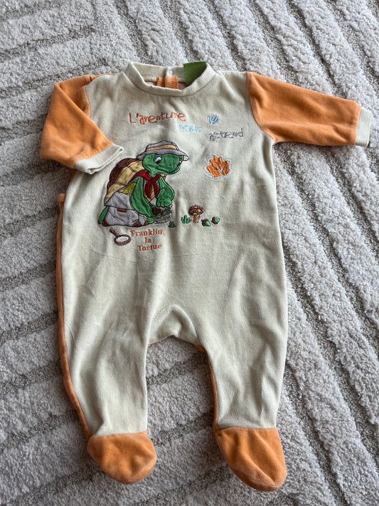 Pyjama velours bicolore orange et jaune Franklin - 6 mois