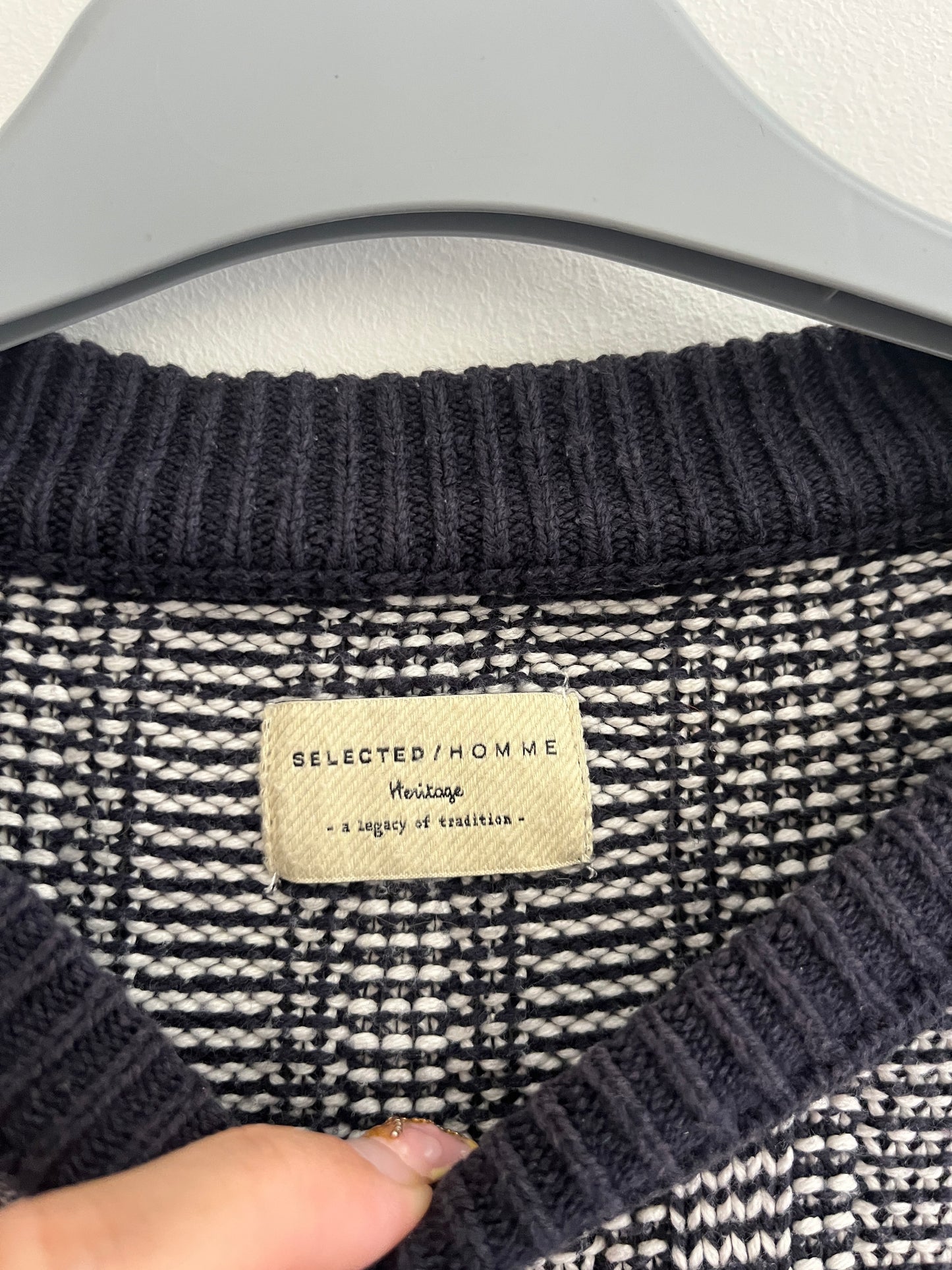 Pull homme bleu et blanc Héritage - M