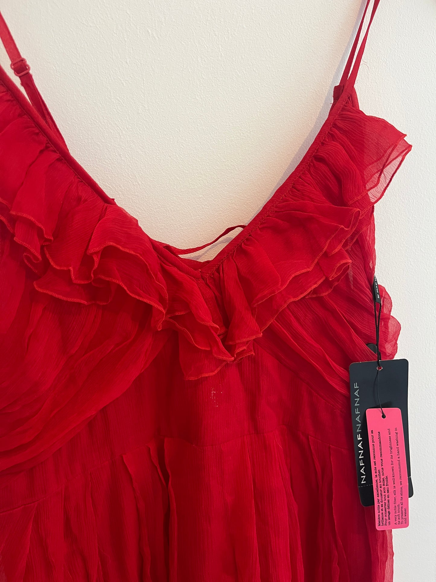 Robe en tulle volantée rouge Naf Naf NEUF - 38
