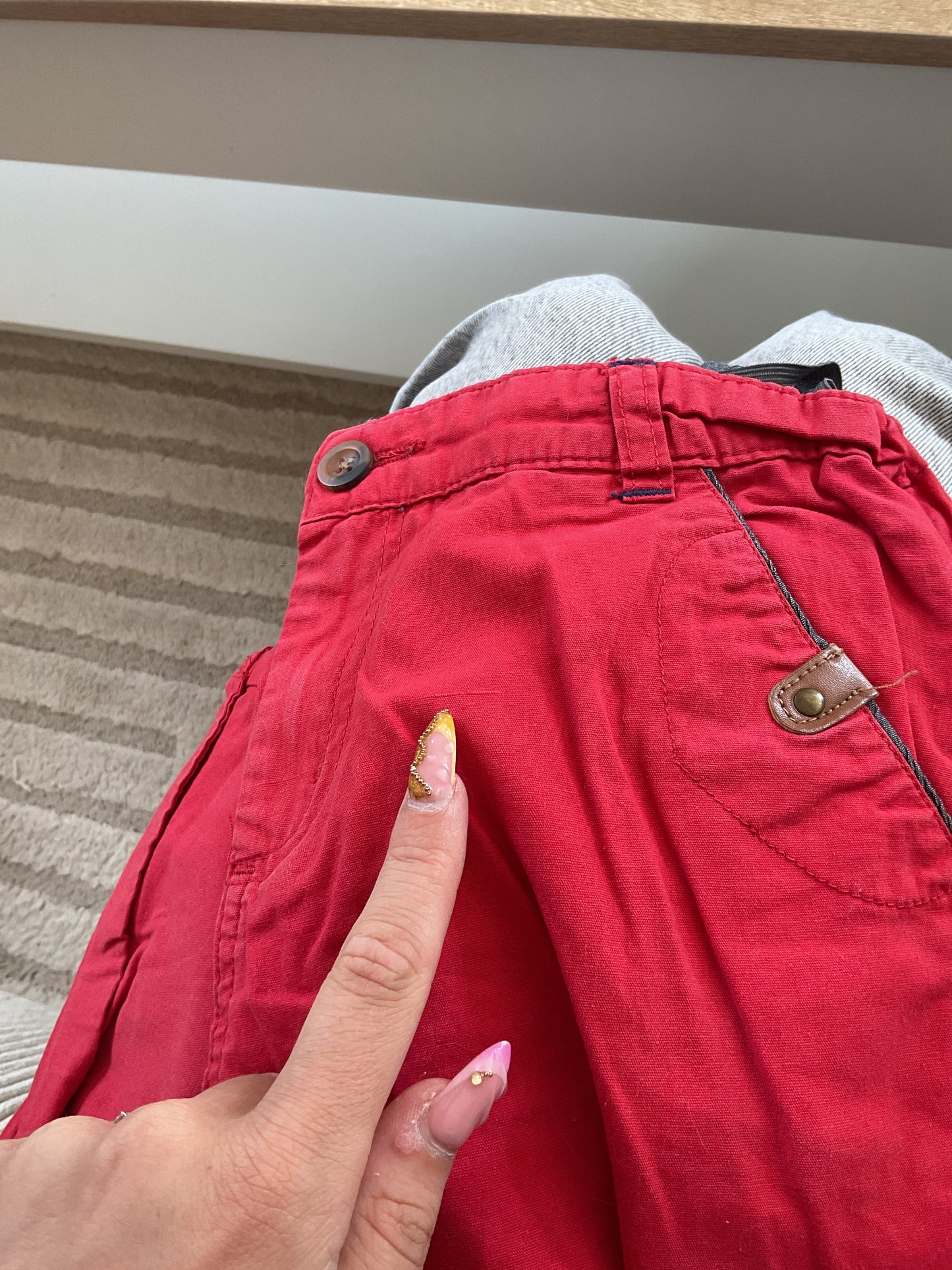 Bermuda rouge corail avec ourlets - 14 ans